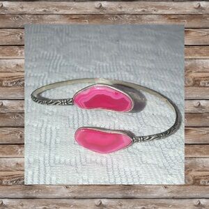 Pink Agate Open Cuff Bracelet - Women Jewelry Bracelets